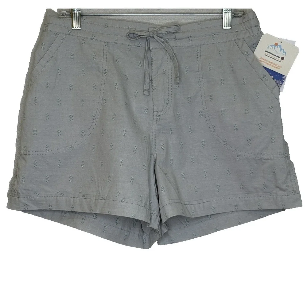 Mountain and Isles Chino Shorts Womens Sz Large Cloudy Grey Drawstring Waist NEW
